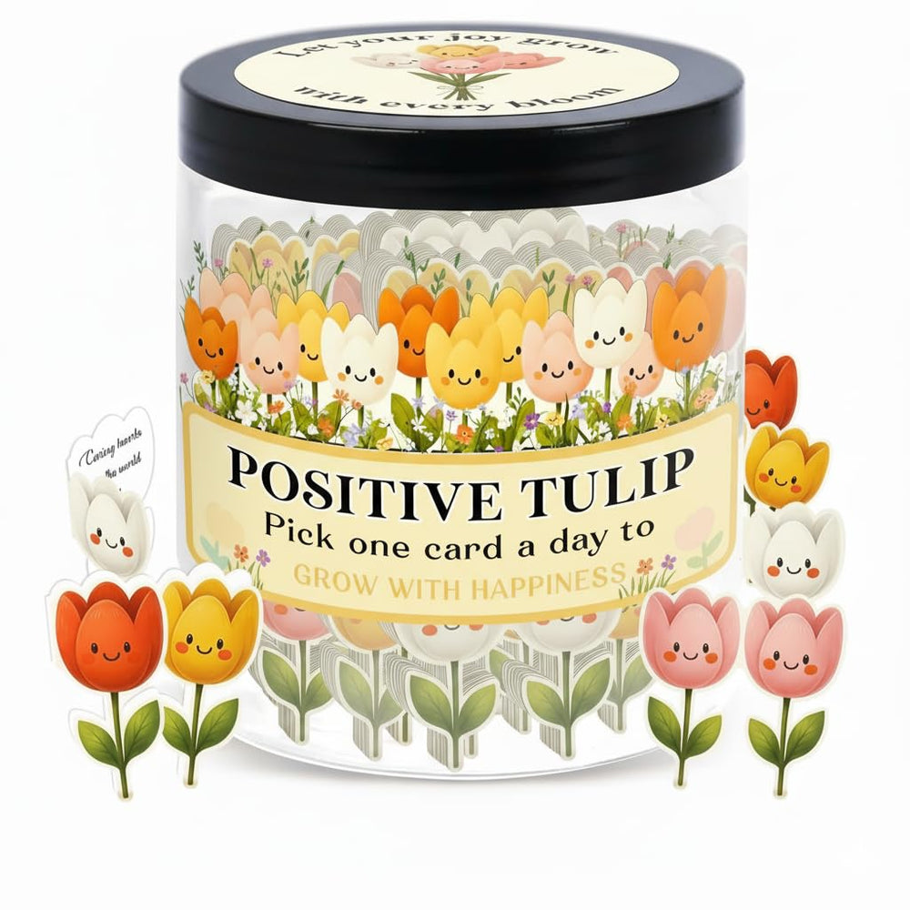 DEARMINE pot-tulipe-affirmations-60-cartes: stimule positivité au bureau au quotidien.