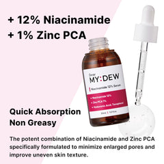 DearMYDEW Sérum Niacinamide 12% et Zinc PCA 1% – Pores resserrés, contrôle du sébum, absorption rapide