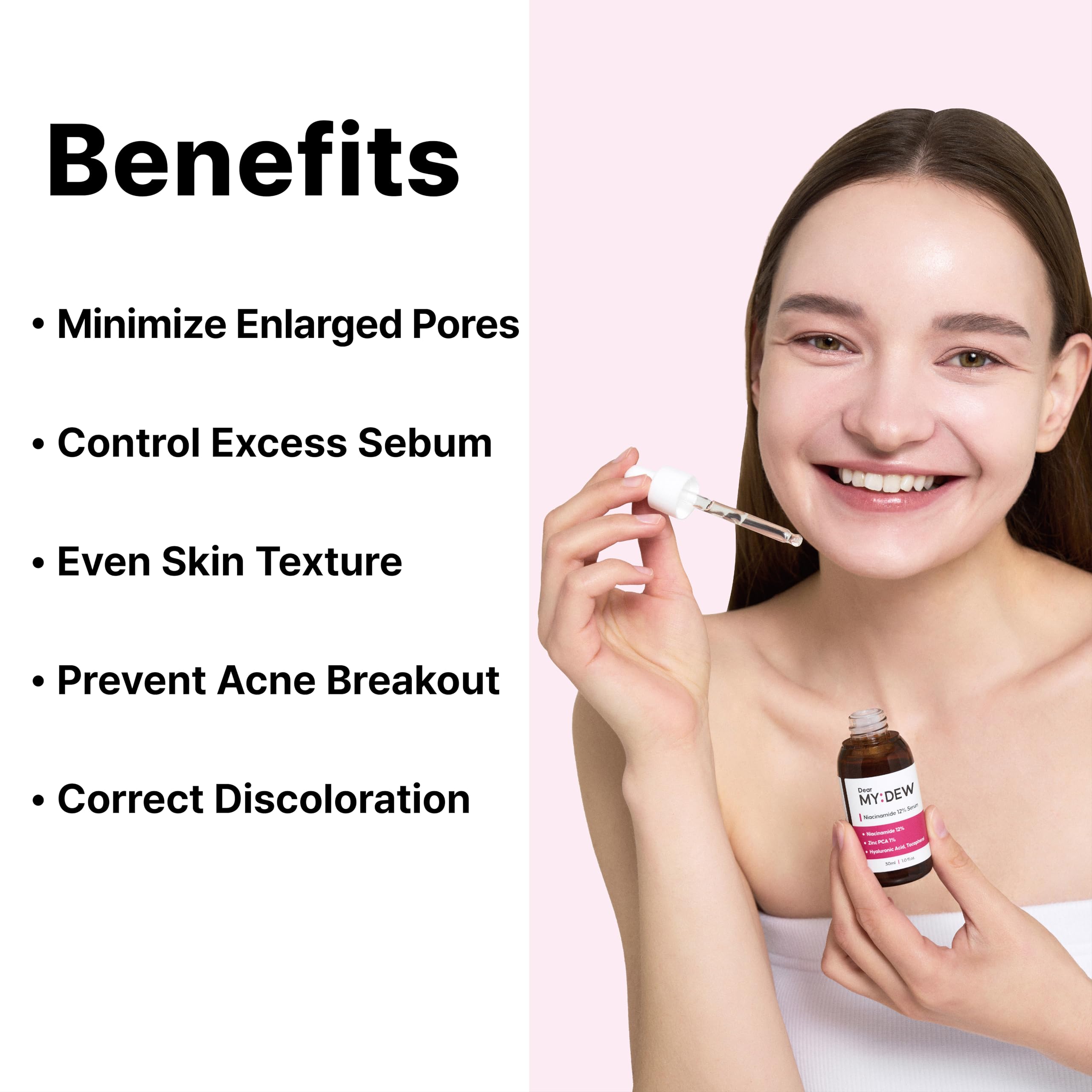 DearMYDEW Sérum Niacinamide 12% et Zinc PCA 1% – Pores resserrés, contrôle du sébum, absorption rapide
