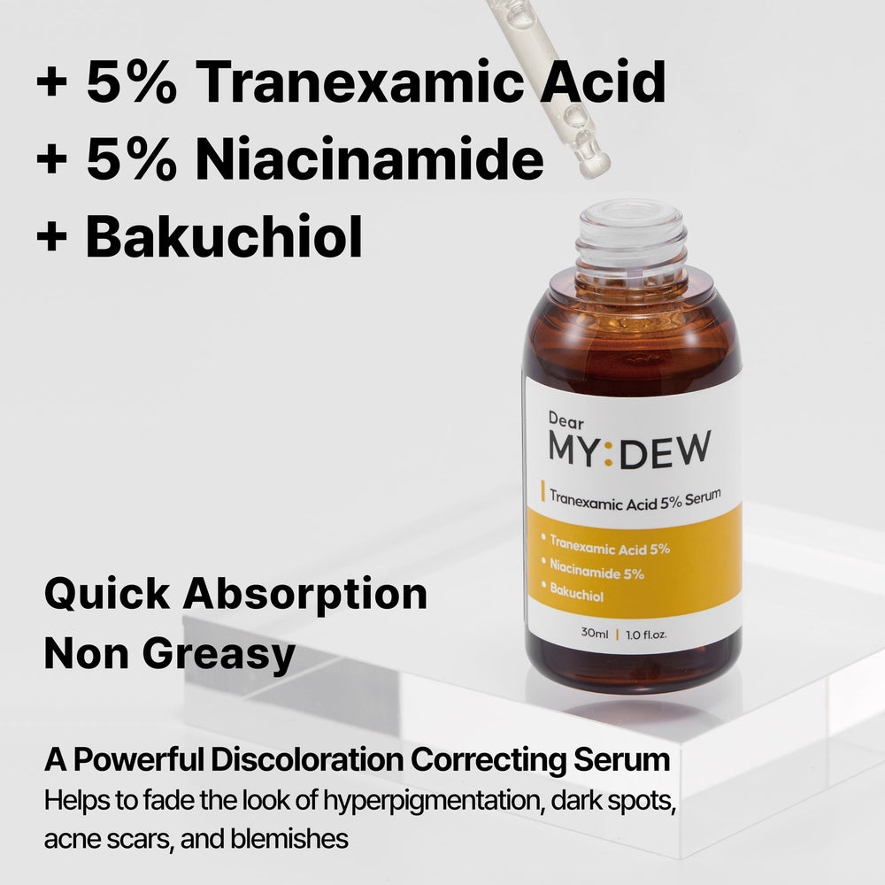 DearMYDEW sérum Niacinamide 5%, flacon pratique, éclaircit les taches et uniformise le teint.