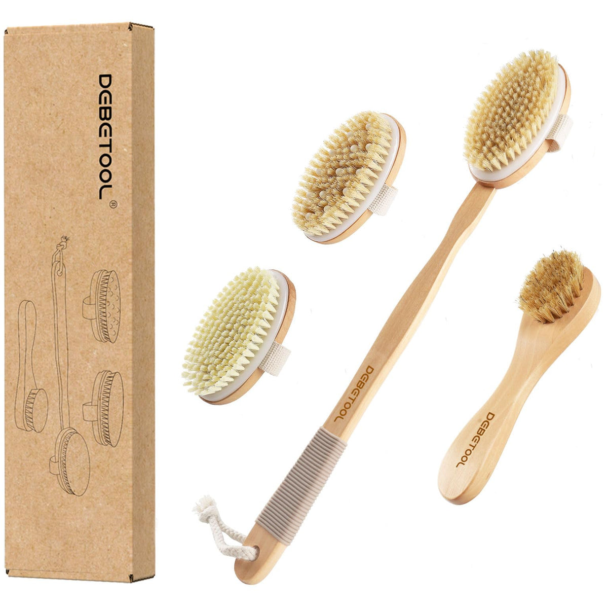 Debetool ensemble-brossage-sec-complet: kit exfoliant pour peau plus lisse.