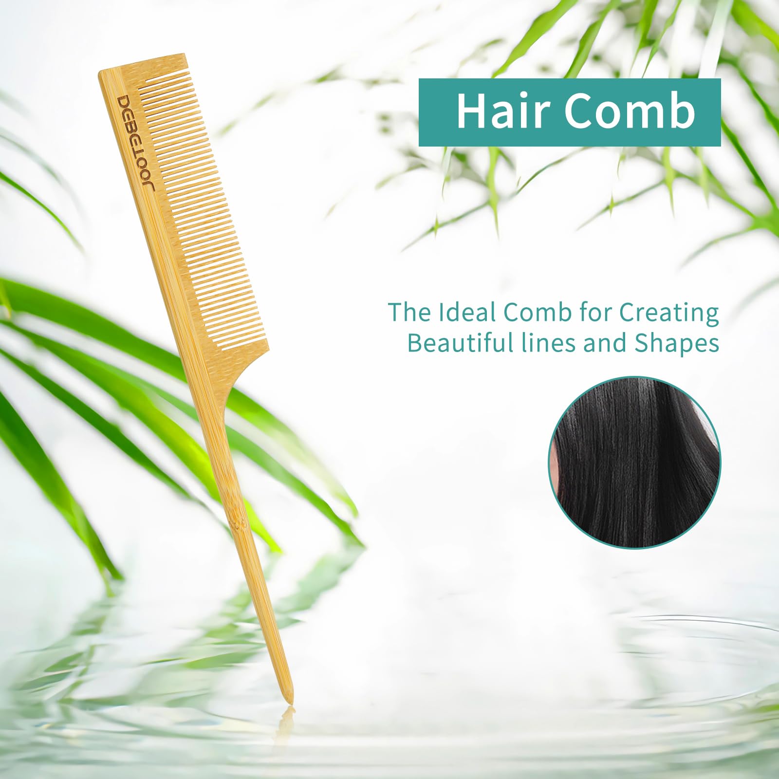 Ensemble DEBETOOL brosse et peigne en bambou, outil durable pour routine capillaire.