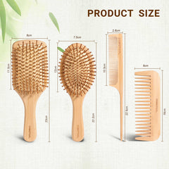 DEBETOOL brosse en bambou carrée pour démêlage délicat et contrôle