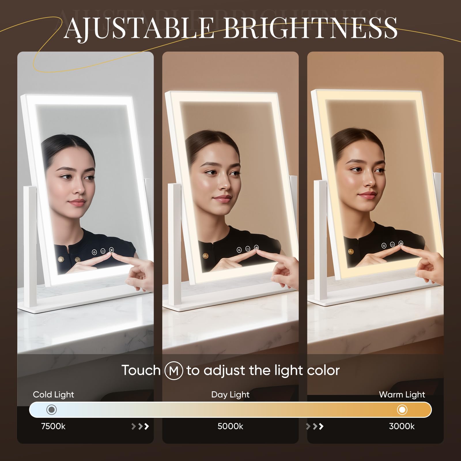 Loupe amovible 10x et 5x sur le miroir DECADENCE pour détails fins.