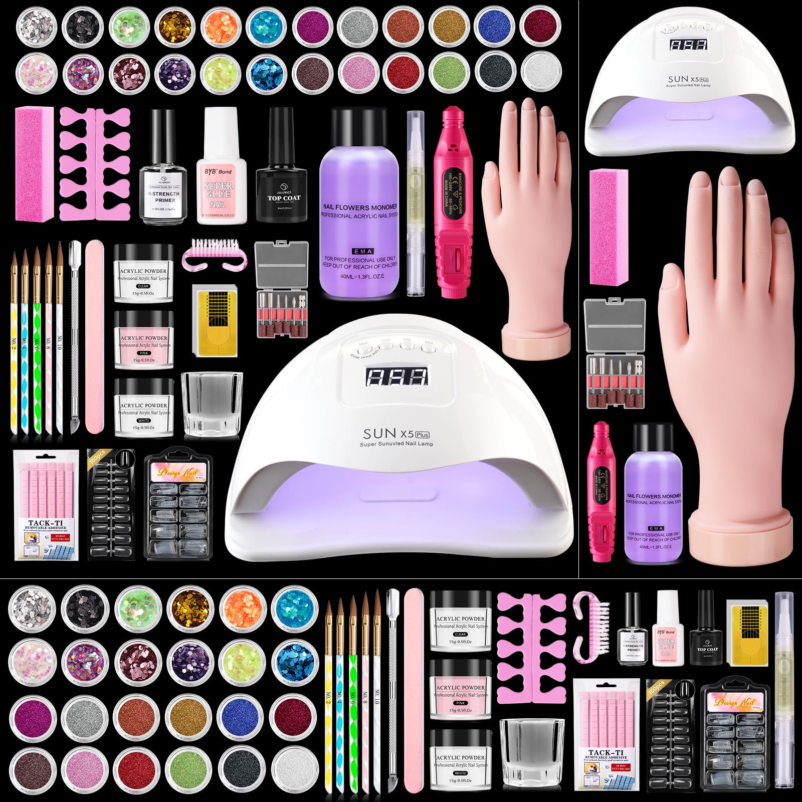 Déciniee kit-acrylique-principiante avec lampe-UV 80W pour durcissement rapide.