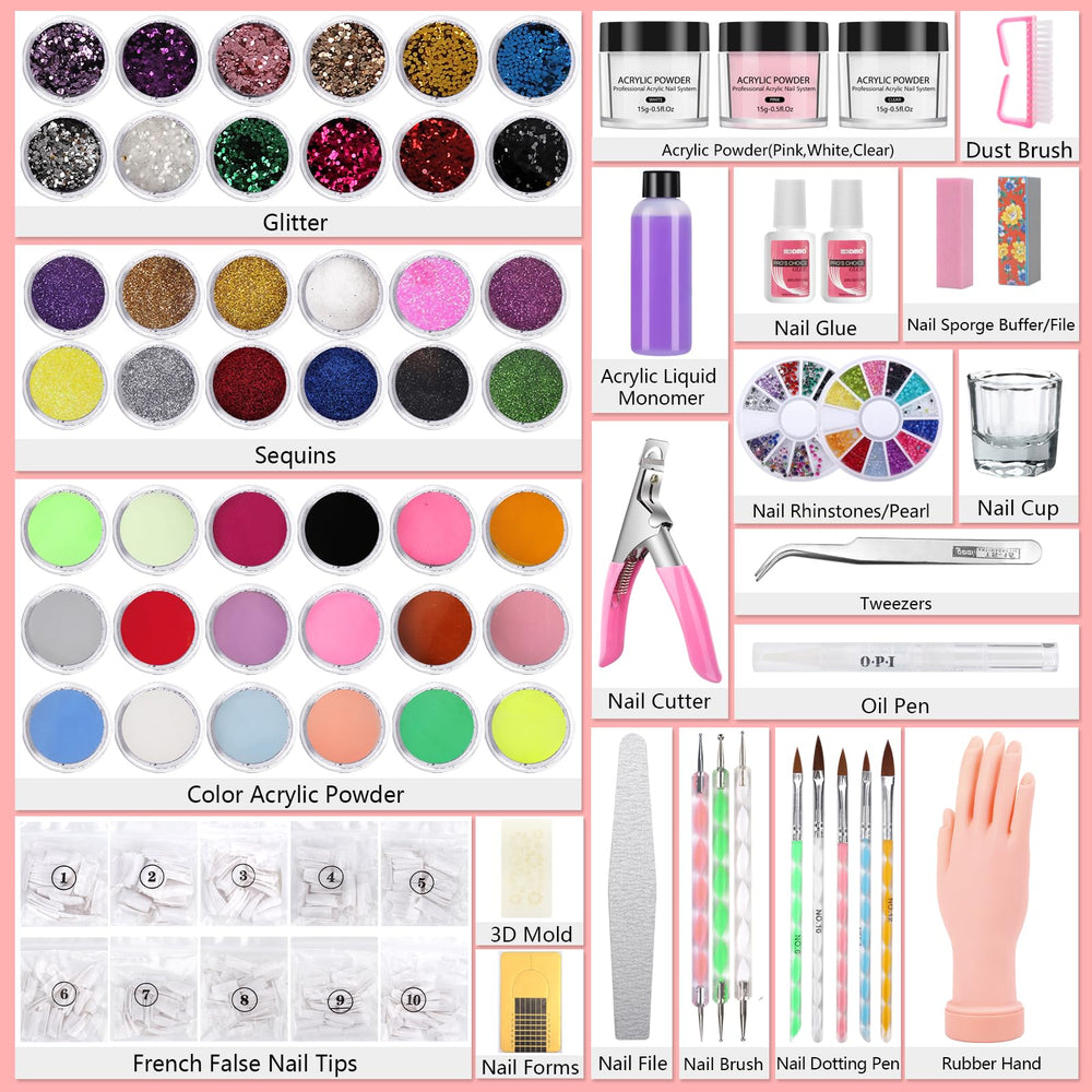 Déciniee poudre-acrylique-pink, poudre rose durable pour finitions faciles.