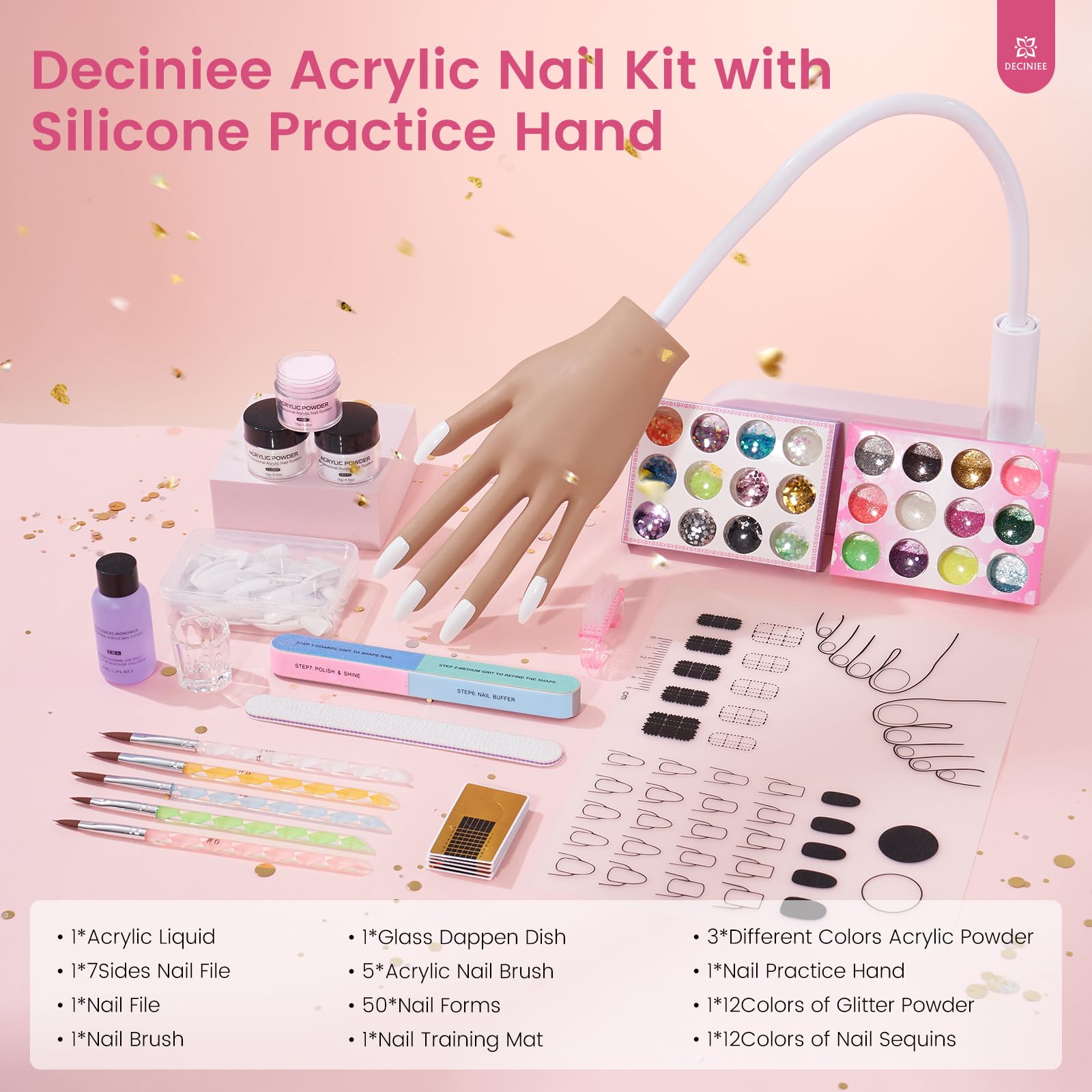 Deciniee kit vernis acrylique complet: ensemble d'outils pour apprendre l'art des ongles.