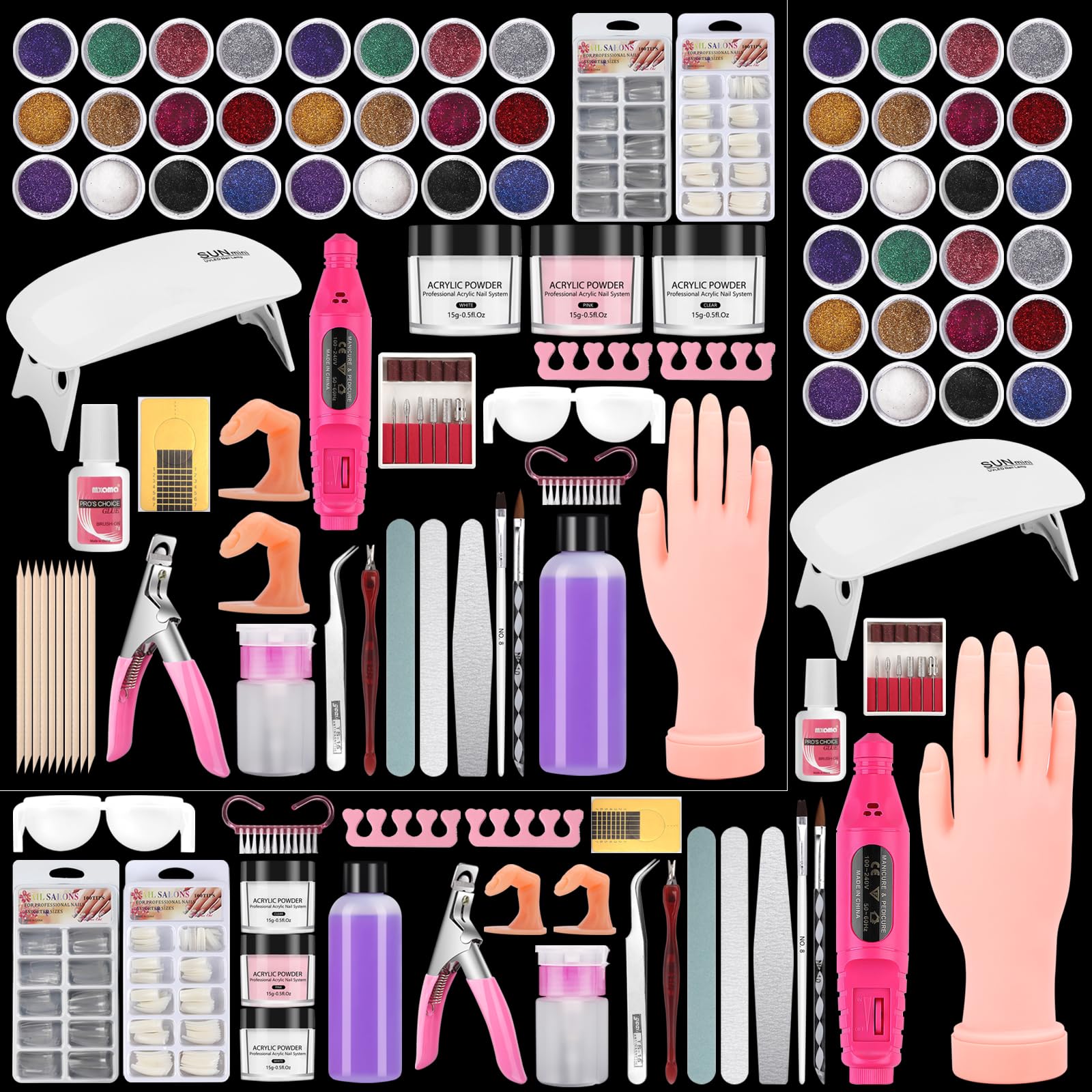 Deciniee main de pratique pour ongles acryliques, apprentissage fluide.