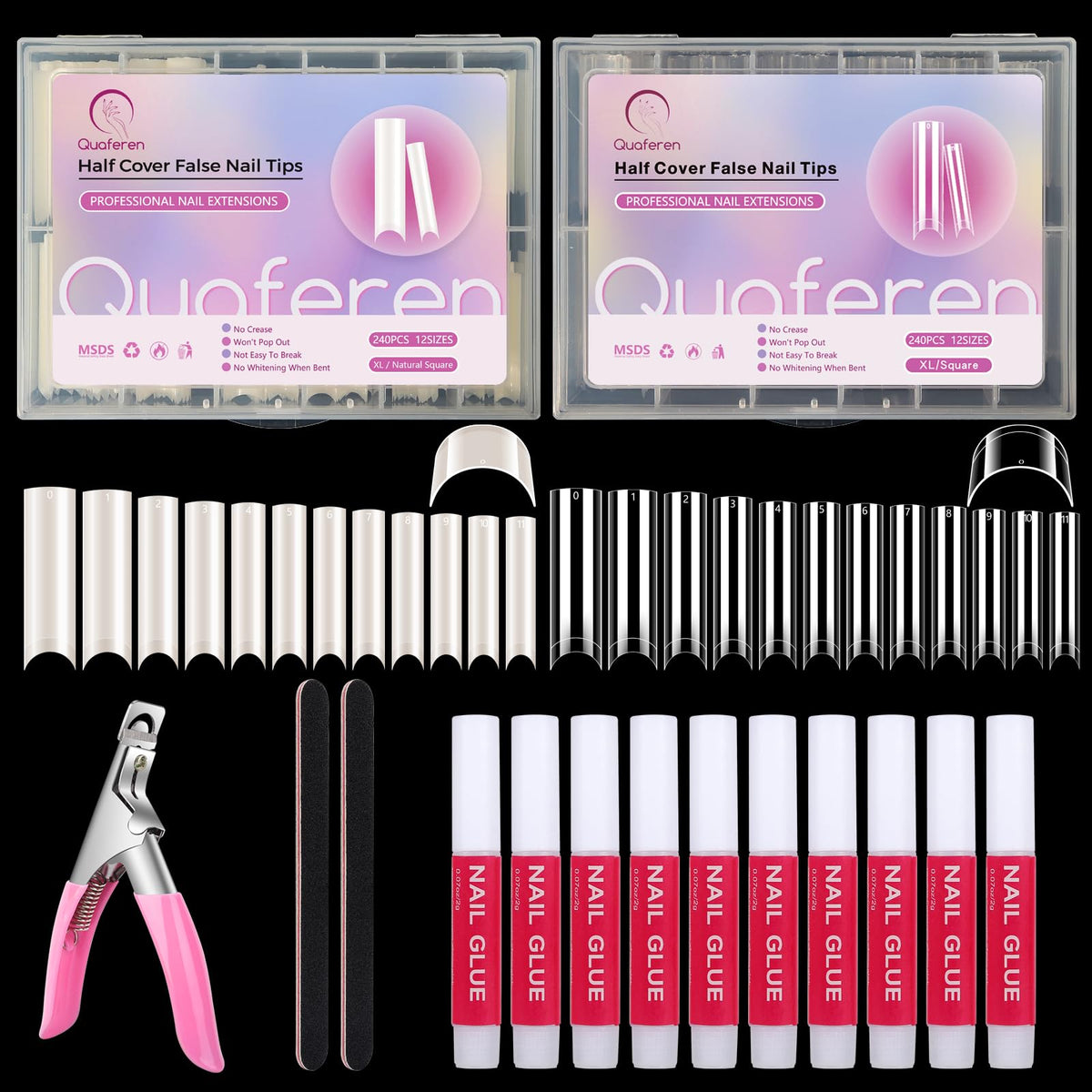 Deciniee tips courbe-C extralongs naturels pour pose rapide et durable