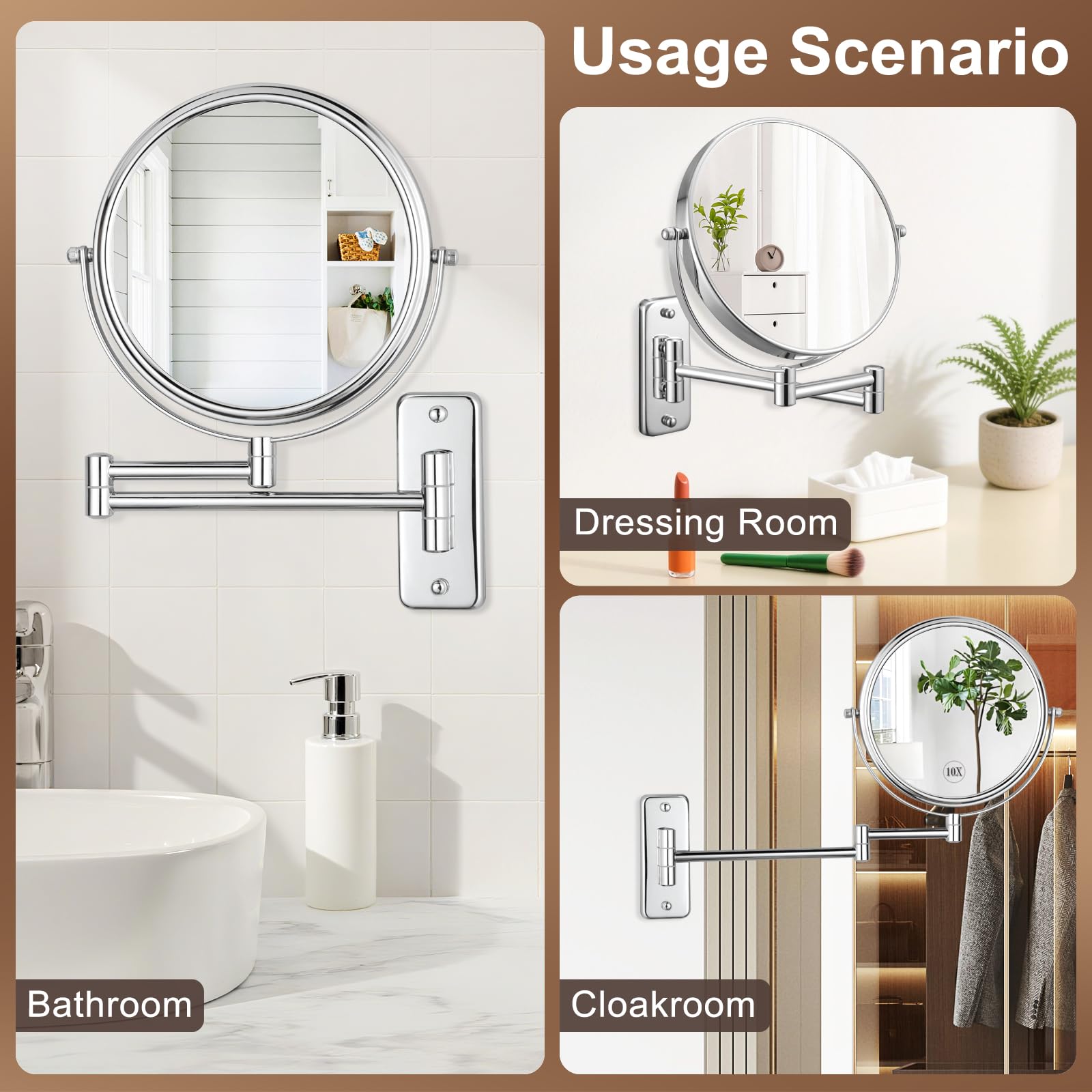 DECLUTTR miroir bras ajustable 12 pouces, s adapte a votre espace.