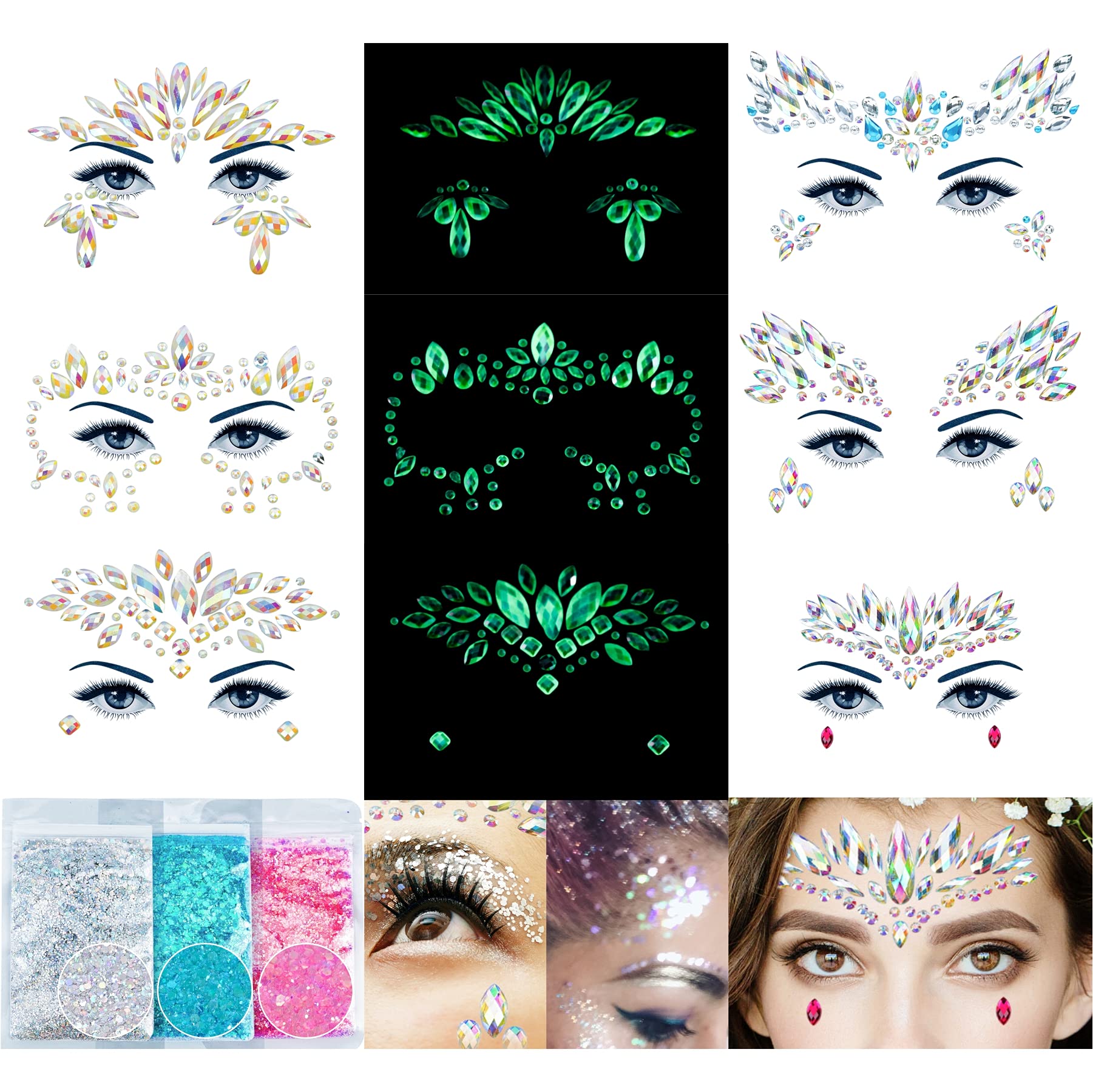 DECOYARDOO face gems lumineux pour maquillage festif et éclat nocturne