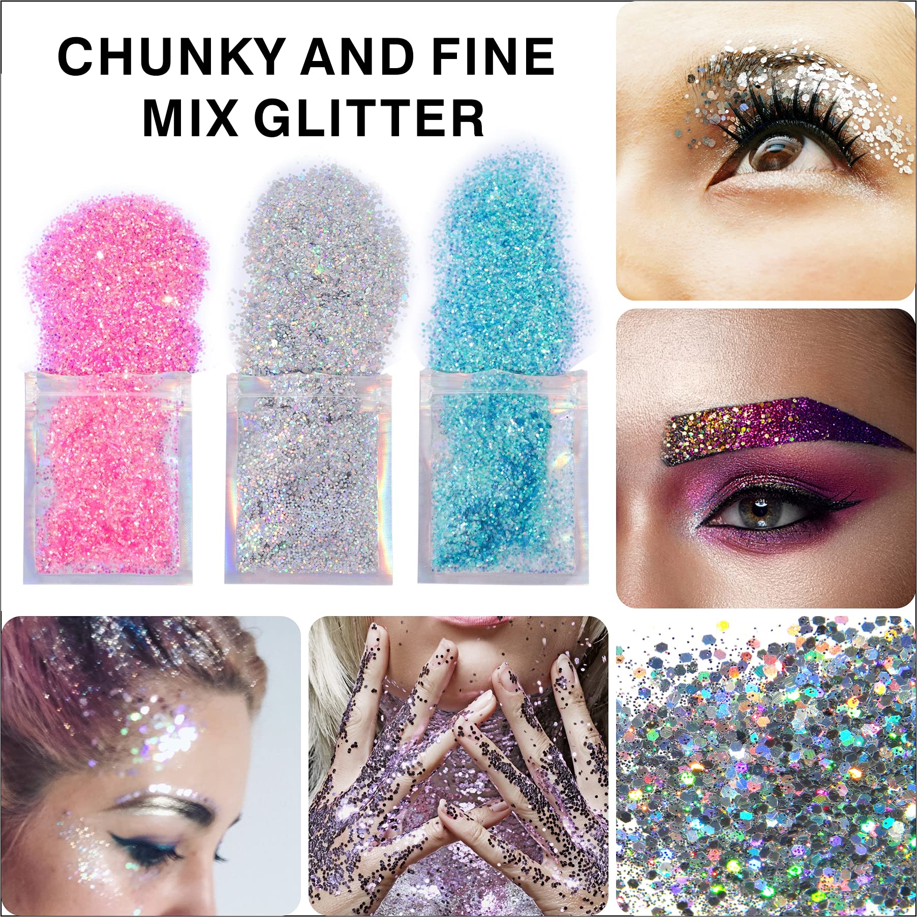 DECOYARDOO paillettes-glitter-mix-corps pour brillance durable lors d'un festival