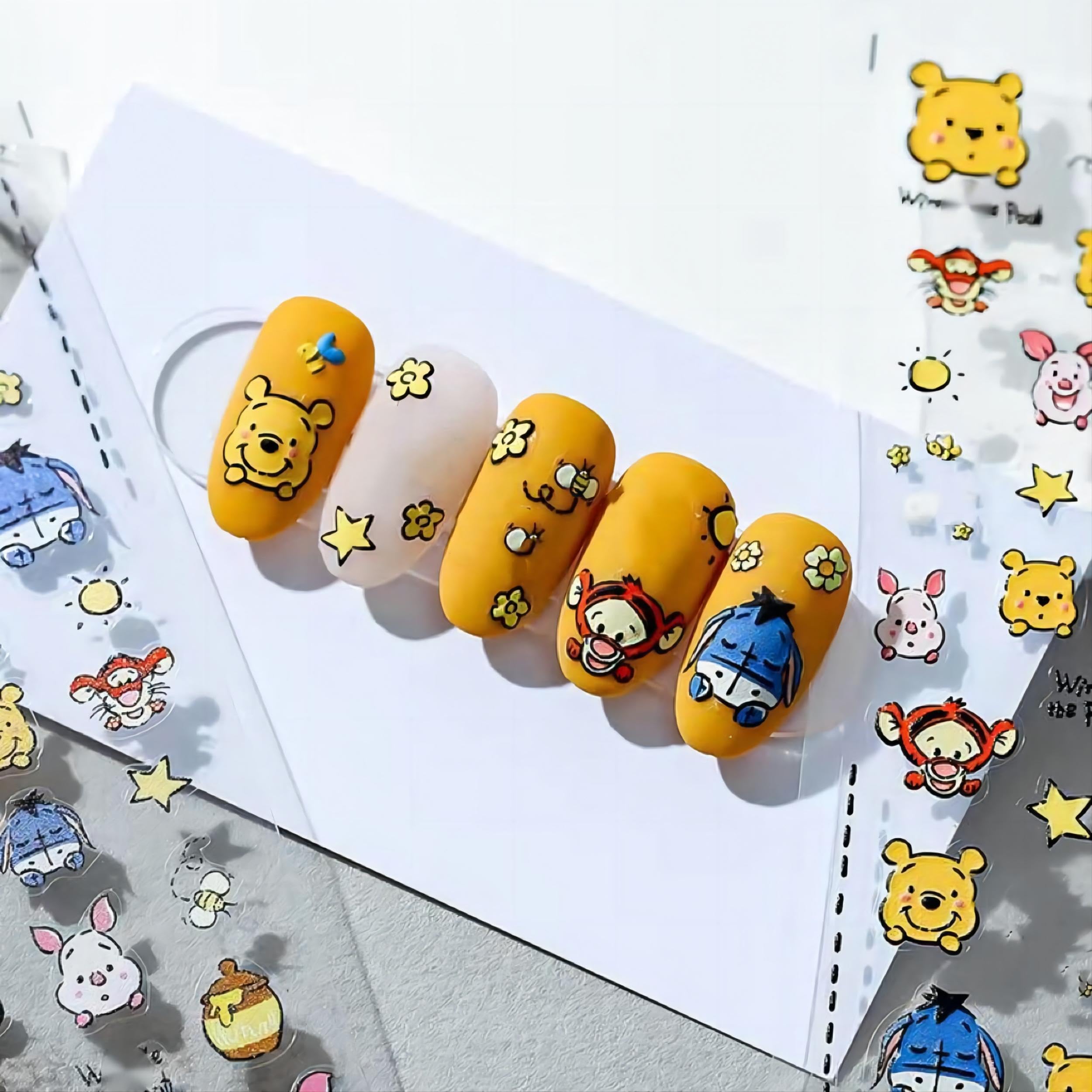 Dedyel stickers ongles 5D relief ours-cartoon, look ludique et durable.
