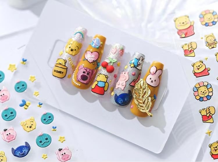 Dedyel stickers ongles ours-mignon, rendu rapide et adorable.