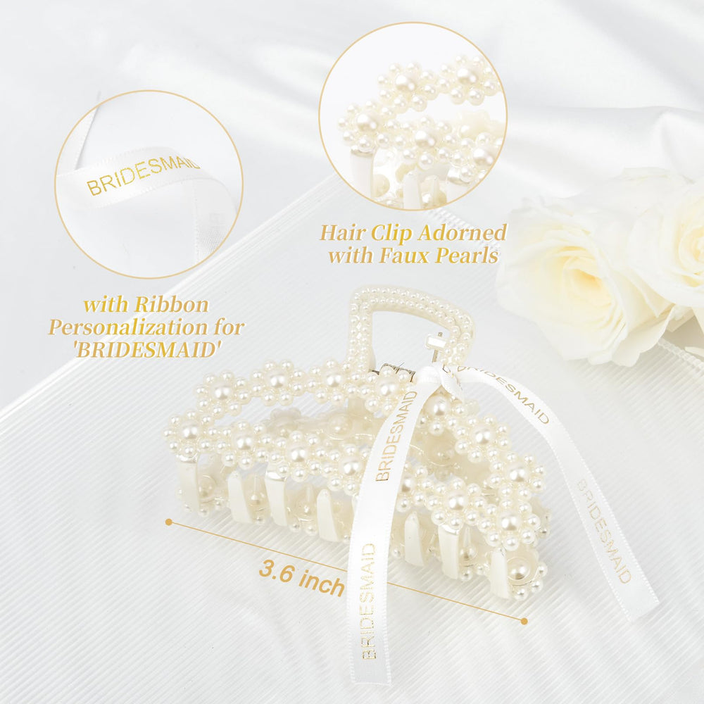 DEEKA pince cheveux perles blanches ruban doré, accessoire mariage.