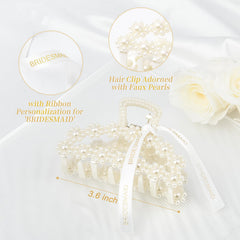 DEEKA pince cheveux perles blanches ruban doré, accessoire mariage.