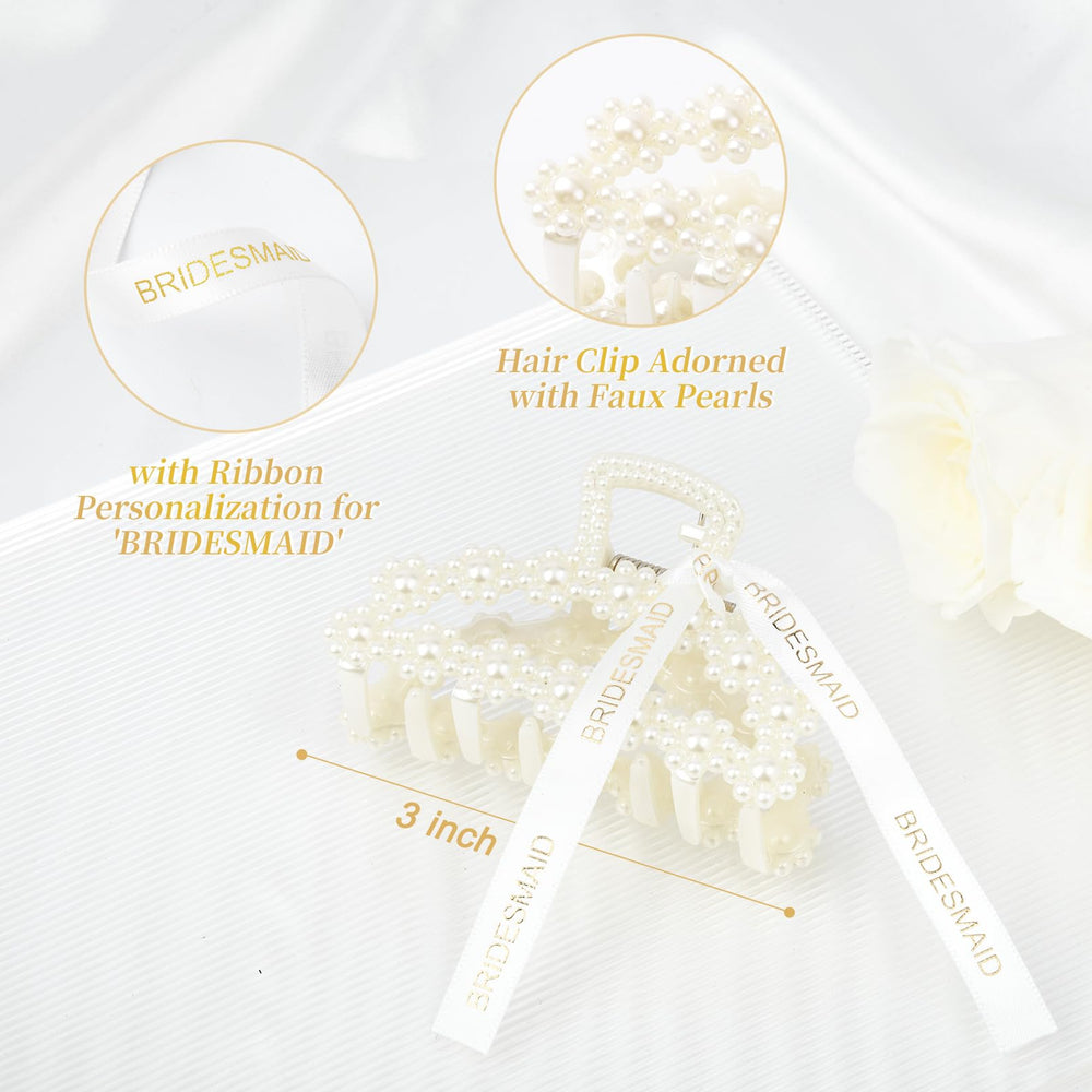 DEEKA pinces-cheveux-perles-ruban-blanc, détail raffiné pour robe de mariée.