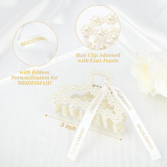 DEEKA pinces-cheveux-perles-ruban-blanc, détail raffiné pour robe de mariée.