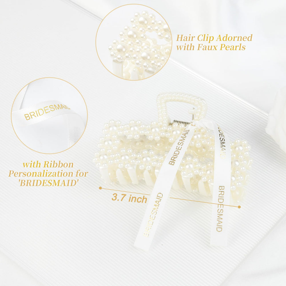 Pinces Deeka avec perles et ruban, fixation aisée pour chignon lors du jour J