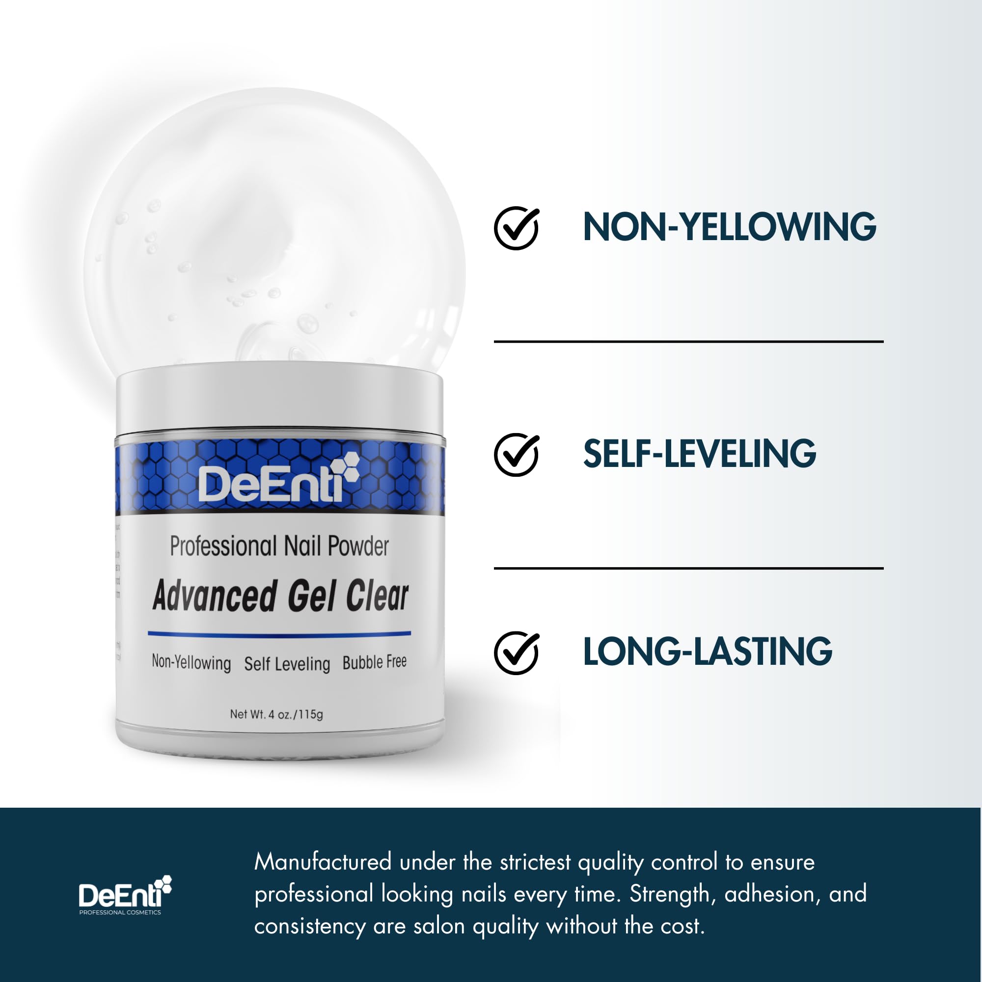 DeEnti acrylic nail powder smooth-coverage for even, self-leveling application