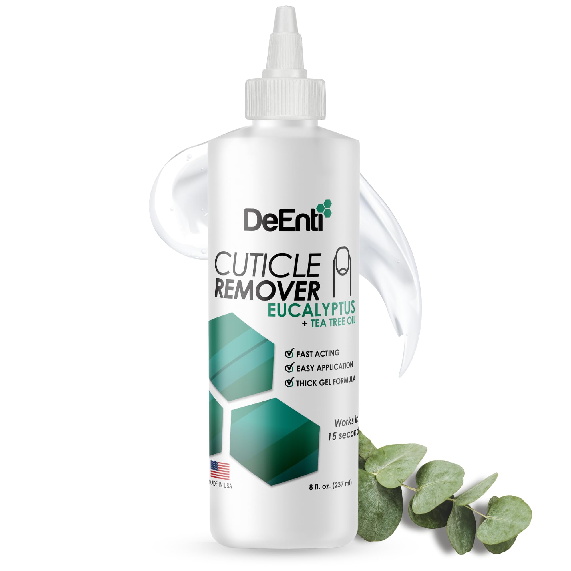 DeEnti gel-dissolvant-cuticules eucalyptus 8oz: dissout les cuticules tenaces pour des ongles propres.