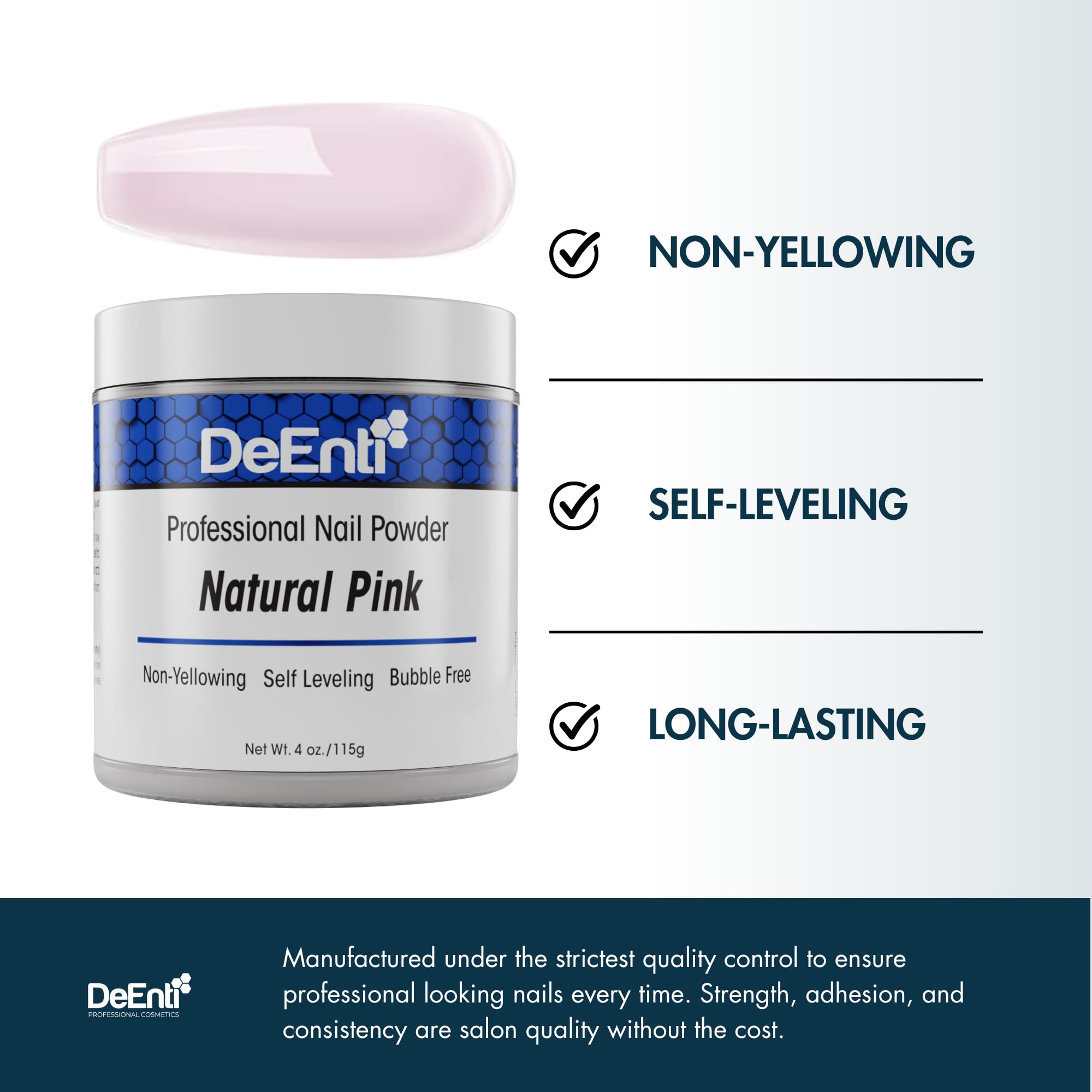 DeEnti Poudre Acrylique Adhésion Forte, tenue prolongée sans lifting.
