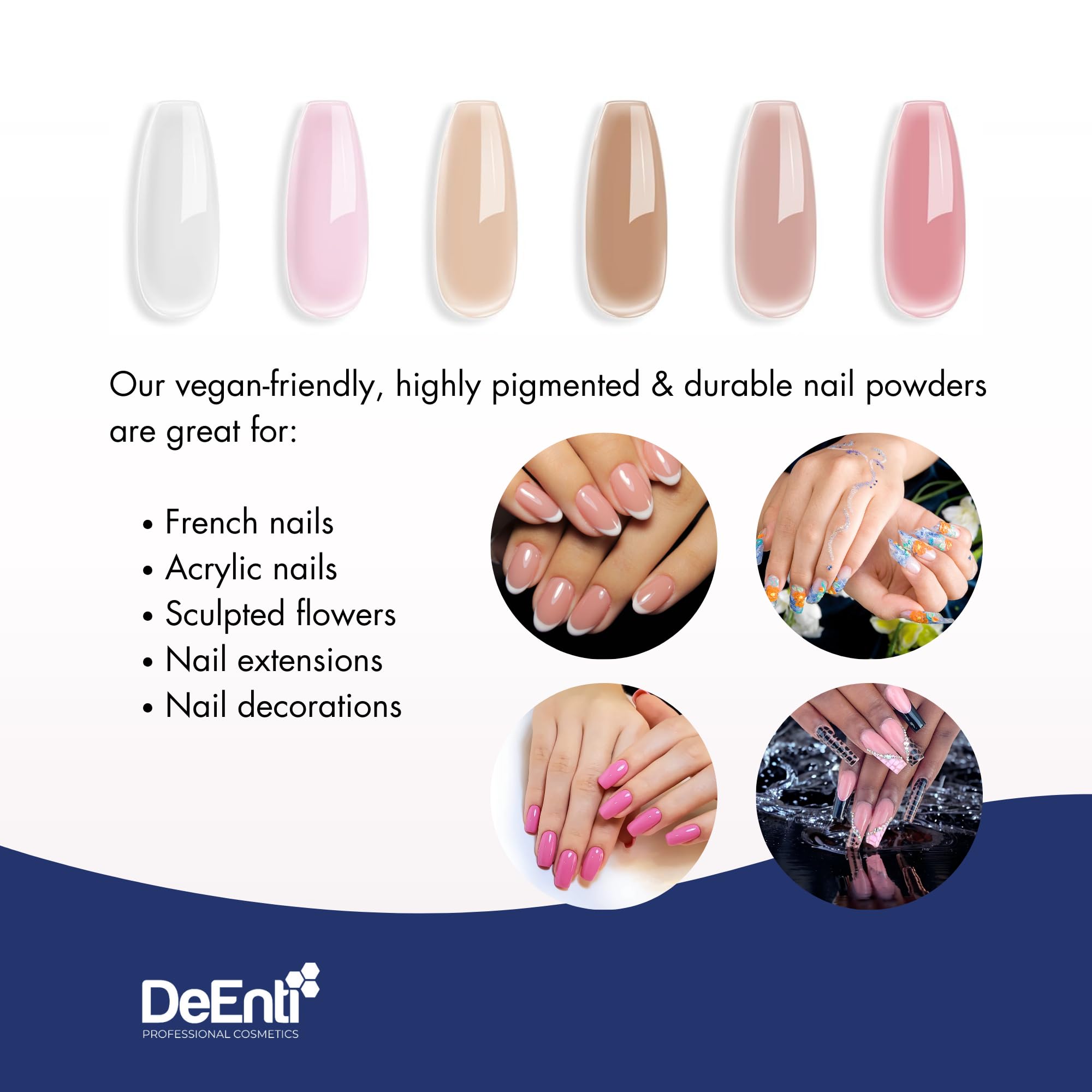 DeEnti Poudre Acrylique Nude Foncé, compatible avec monomère pour une pose maîtrisée.