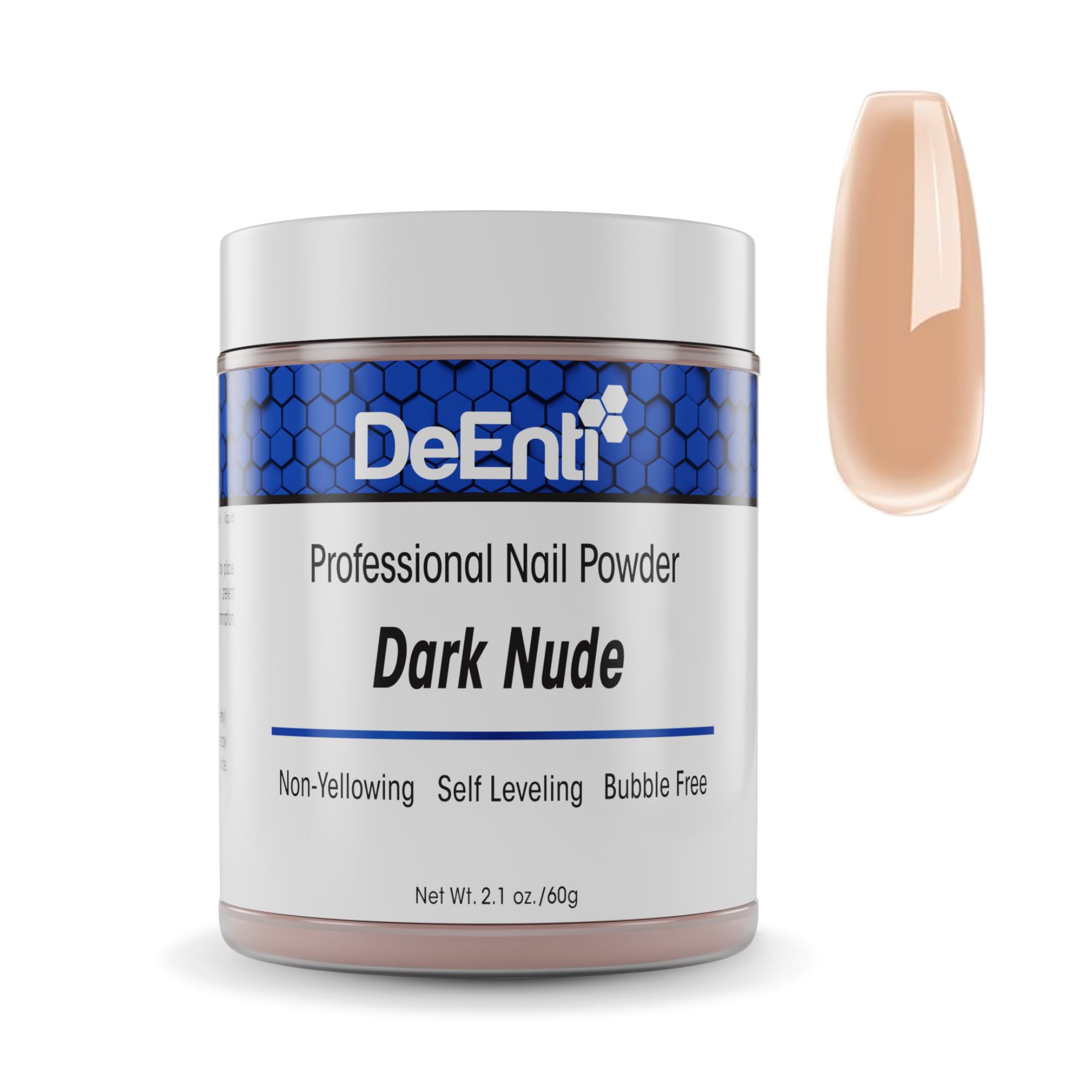 DeEnti Poudre Acrylique Nude Foncé, emballage élégant prêt pour démarrer la manucure.