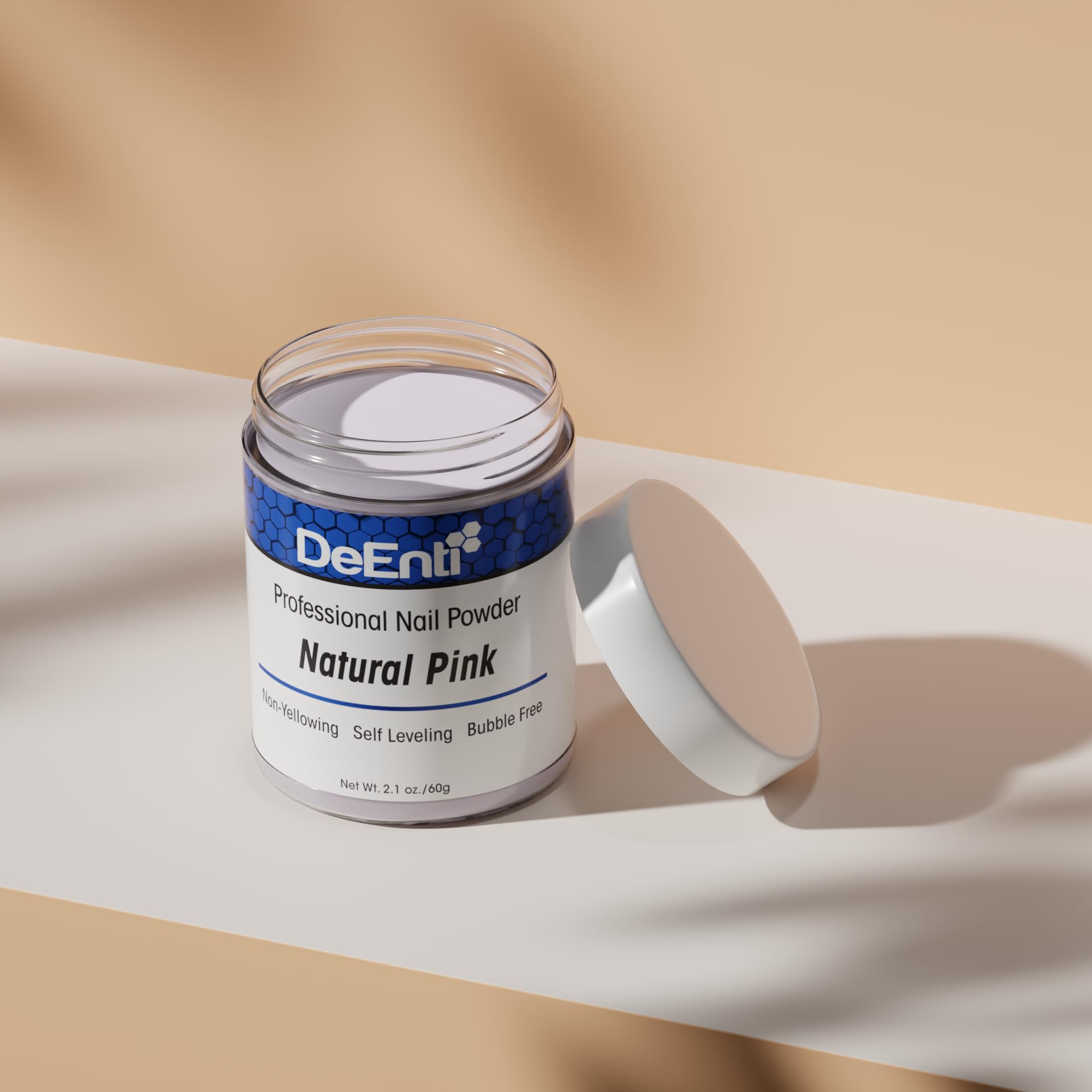 DeEnti poudre acrylique rose naturel prête à être mélangée avec monomère.