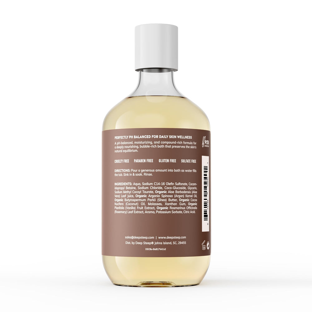 Deep Steep Bulle vanille coco mousse - texture soyeuse prête pour un bain.