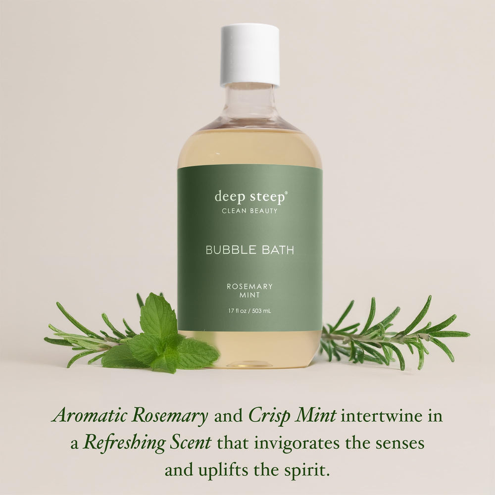 Deep Steep Bain Bulle Rosemary Menthe: beurre de karité pour nourrir et apaiser la peau.