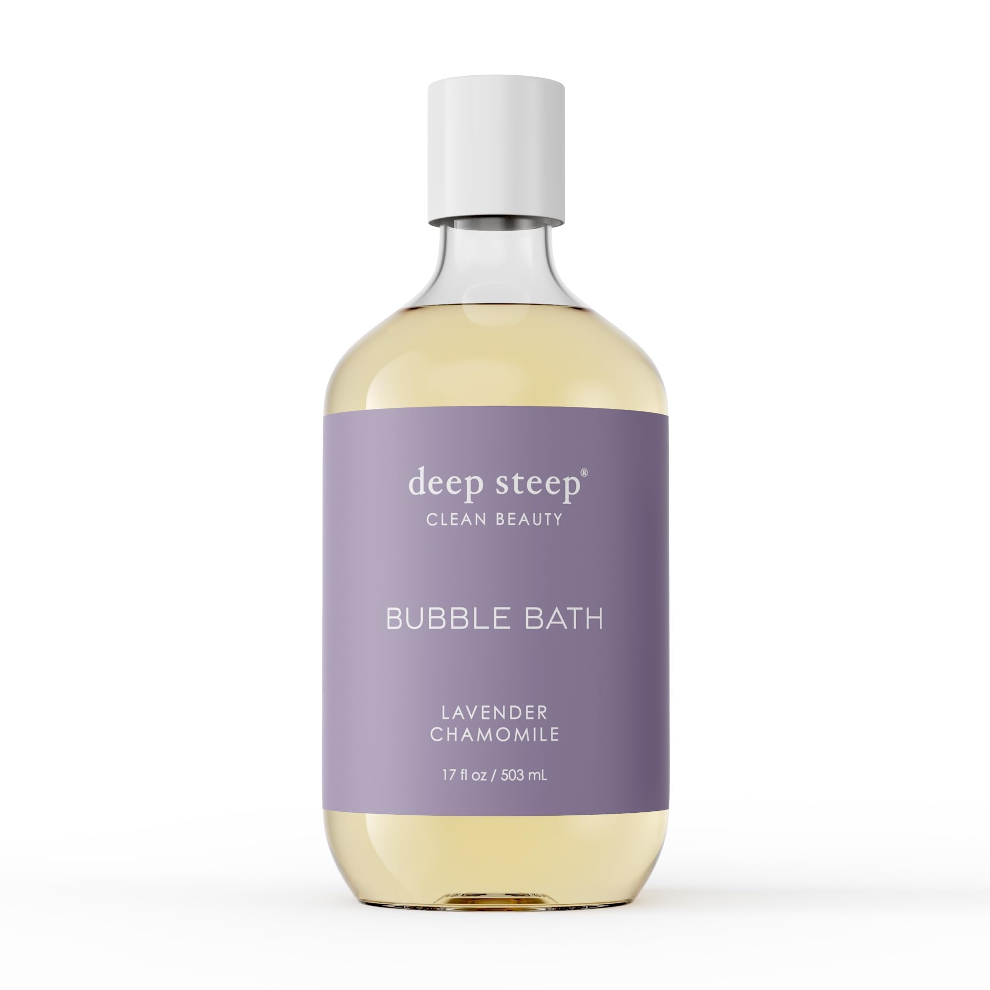 Deep Steep bain moussant Lavande Camomille : bouteille prête pour une relaxation aromatique.