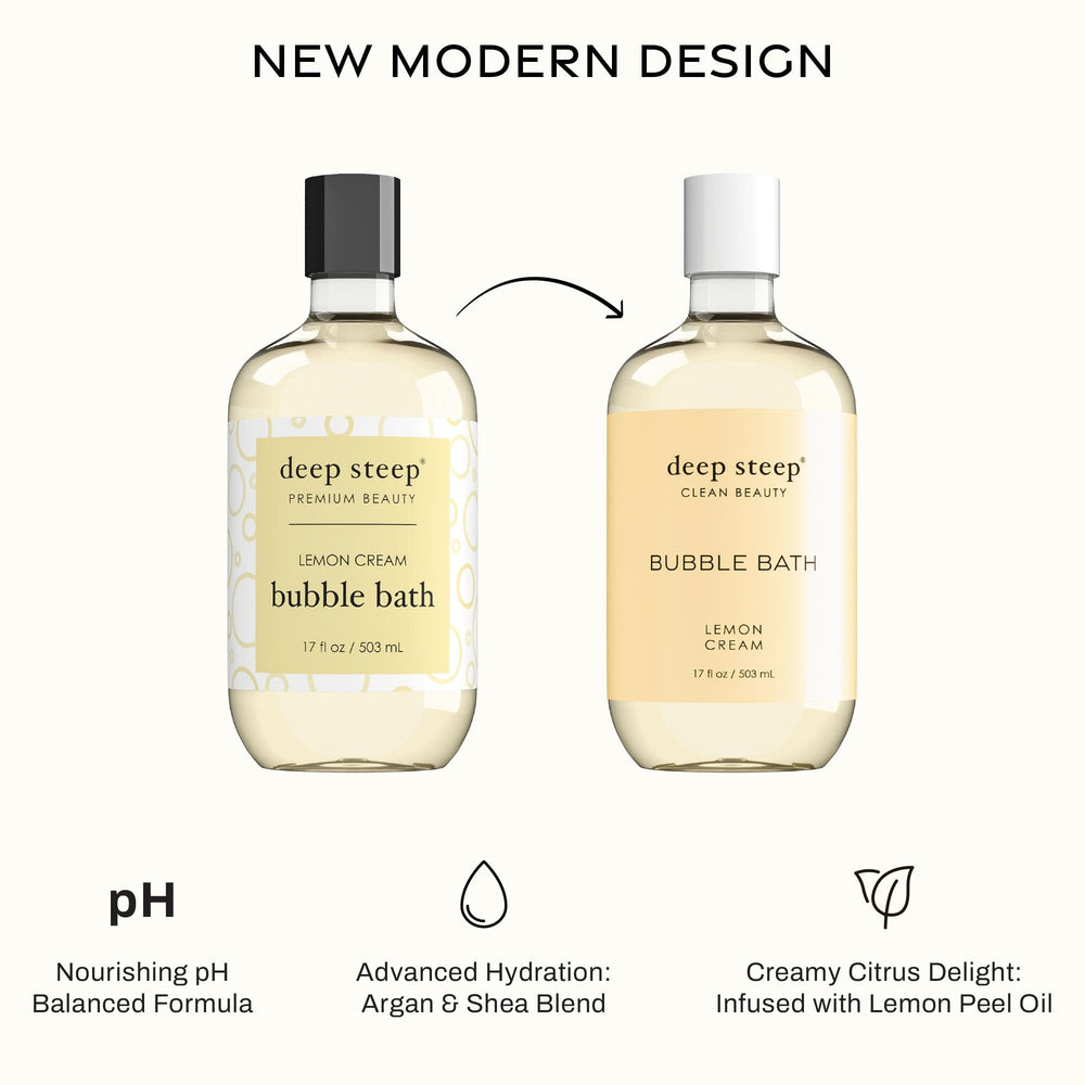 Deep Steep Bubble Bath Lemon Cream – texture crèmeuse enveloppante pour la peau.
