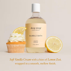 Deep Steep Bubble Bath Lemon Cream – texture riche qui crée une mousse généreuse.