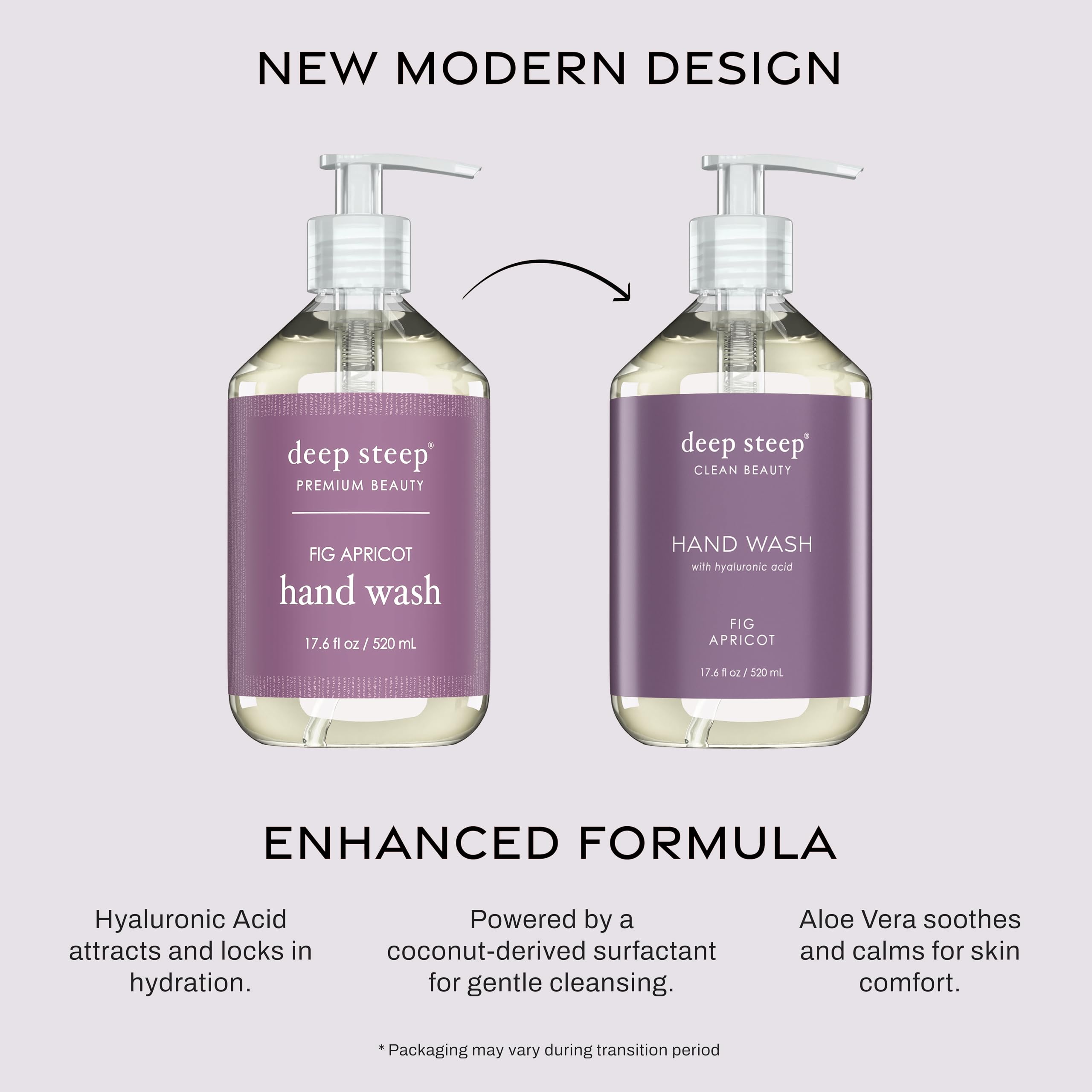 Deep Steep Lave-mains figue-abricot, huile d'argan nourrit la peau lors du lavage.