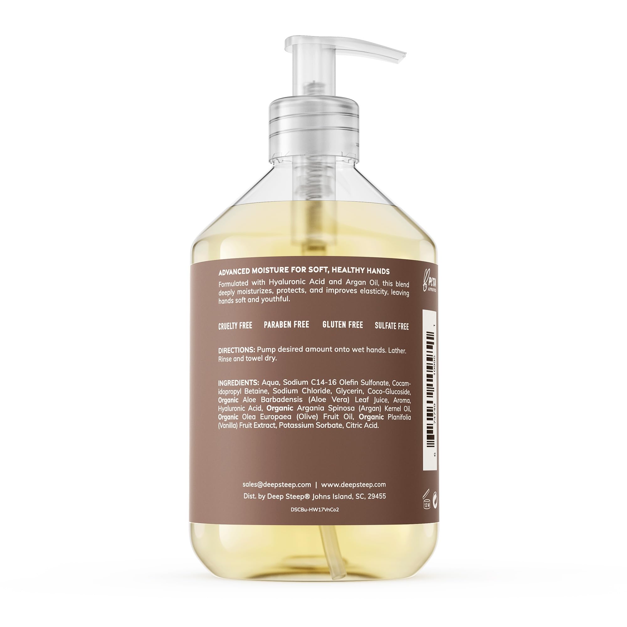 Deep Steep Lavage Mains Vanille Coco – mousse riche pour nettoyer en douceur.