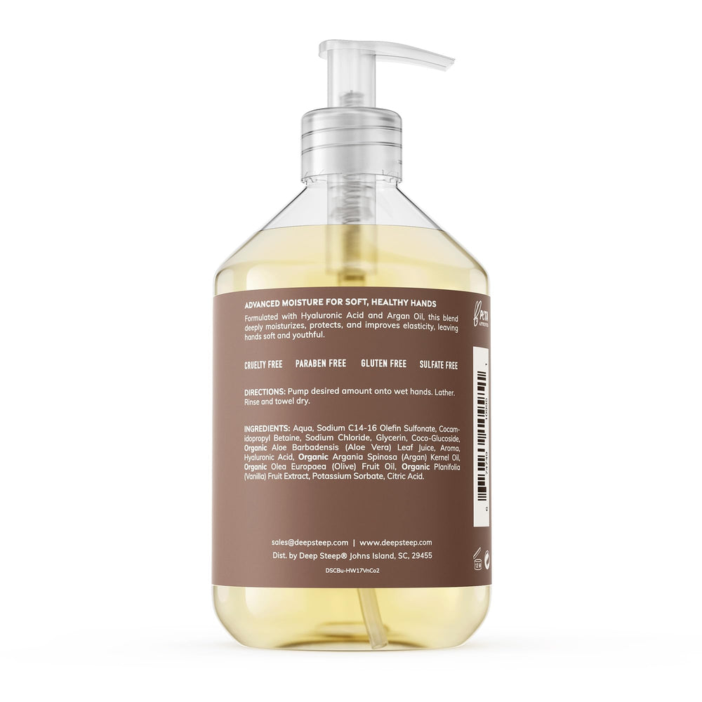 Deep Steep Lavage Mains Vanille Coco – mousse riche pour nettoyer en douceur.