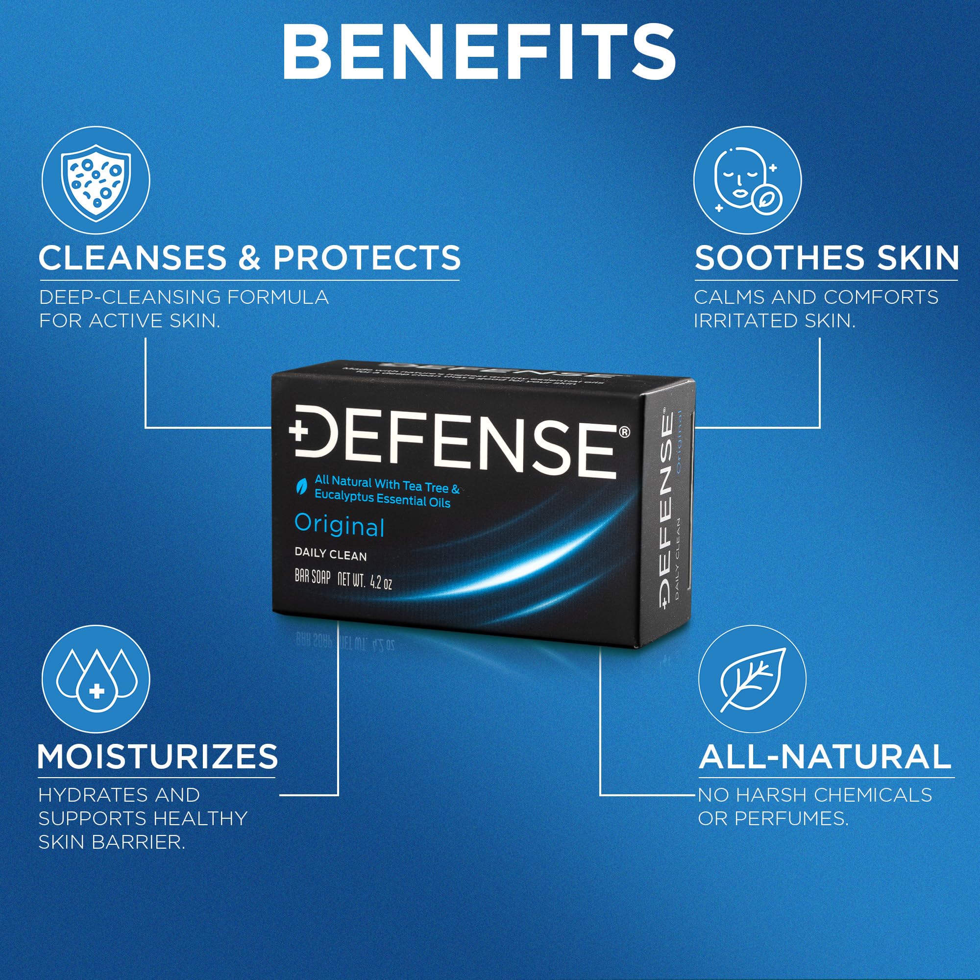 Defense Soap barre arbre à thé – rinçage rapide et peau équilibrée