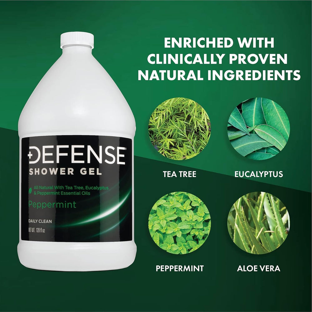 Defense Soap Gel Douche Menthe, mousse riche pour un lavage enveloppant.