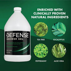 Defense Soap Gel Douche Menthe, mousse riche pour un lavage enveloppant.