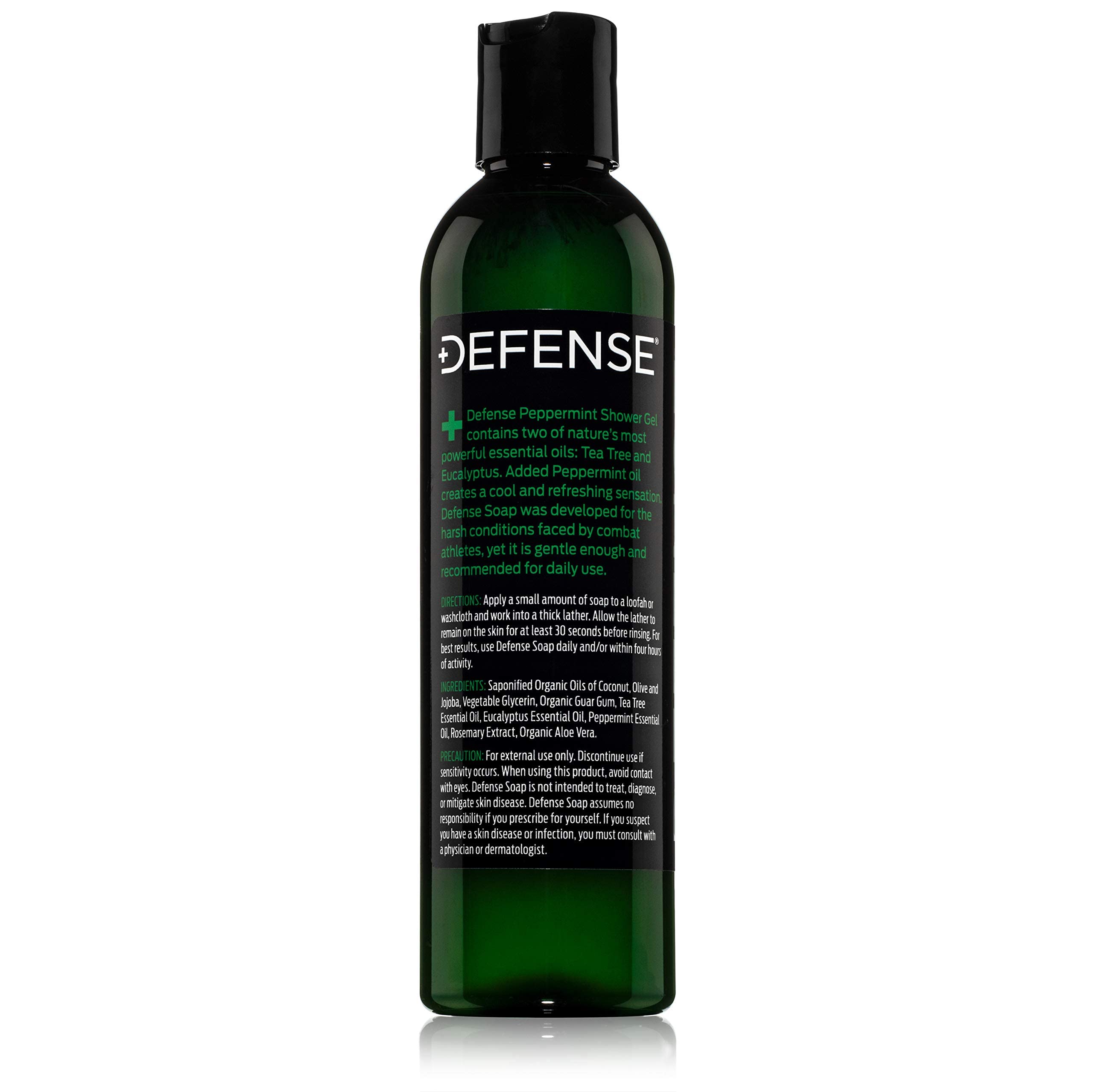 Defense Soap gel douche menthe-poivrée et arbre à thé, rituel d’hygiène quotidien agréable.