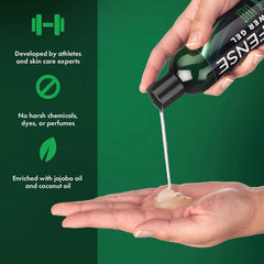 Defense Soap gel douche menthe-poivrée et arbre à thé, soin de la peau et soutien de la barrière cutanée.