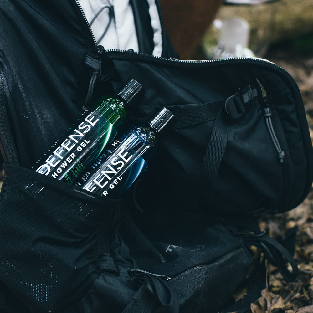 Vegan and non-GMO badge with product bottle.