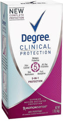 Degree Protection Clinique 5-en-1 bouteille offrant fraîcheur durable et protection anti-transpiration.