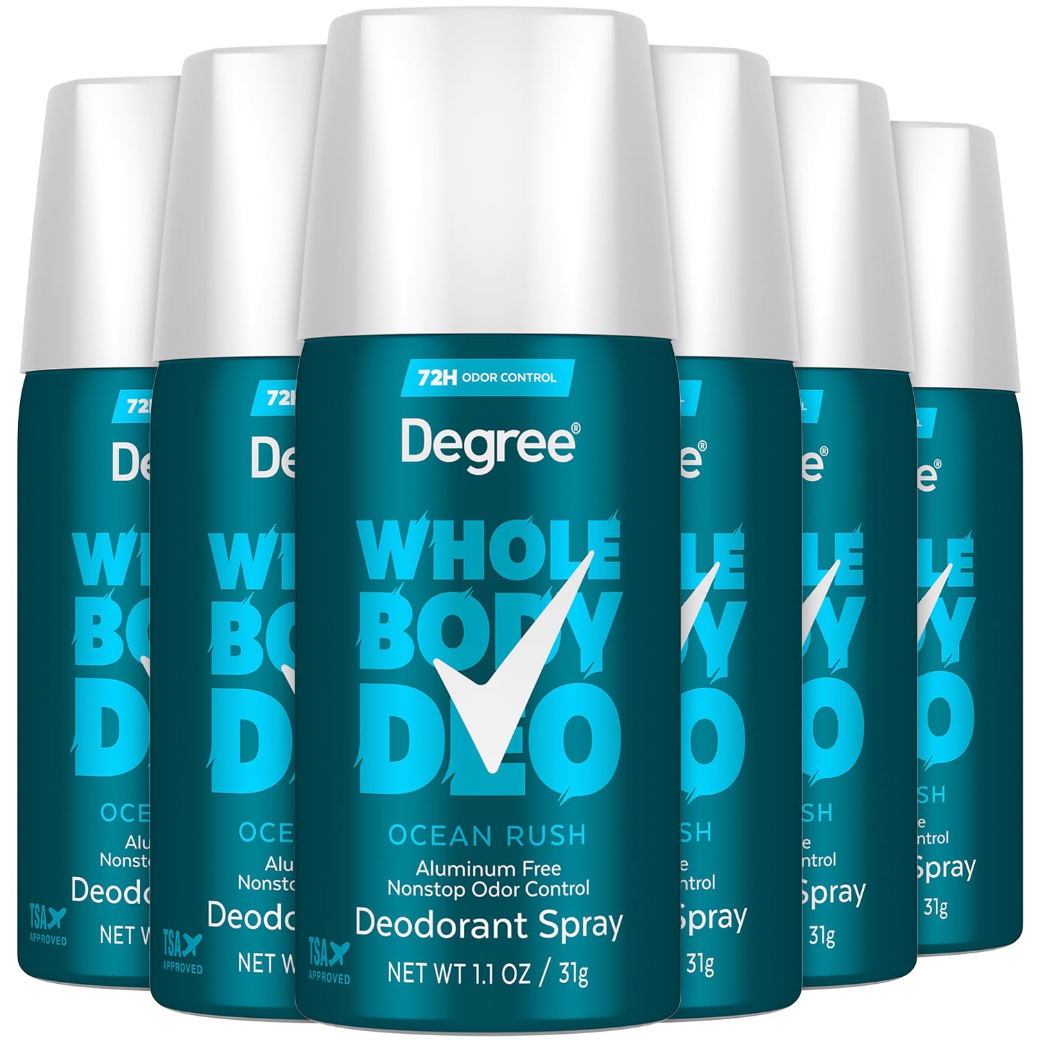 Déodorant Degree pour homme, spray Océan Rush, protection longue durée sans résidu.