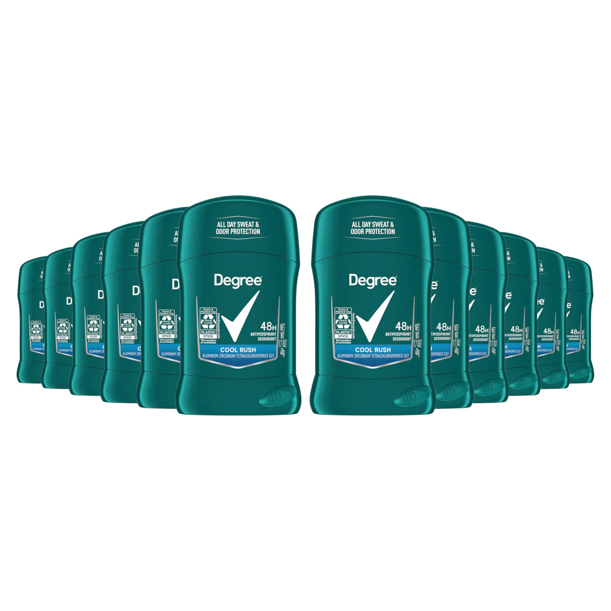 Degree Men Cool Rush bâton, glisse fluide et fraîcheur durable.