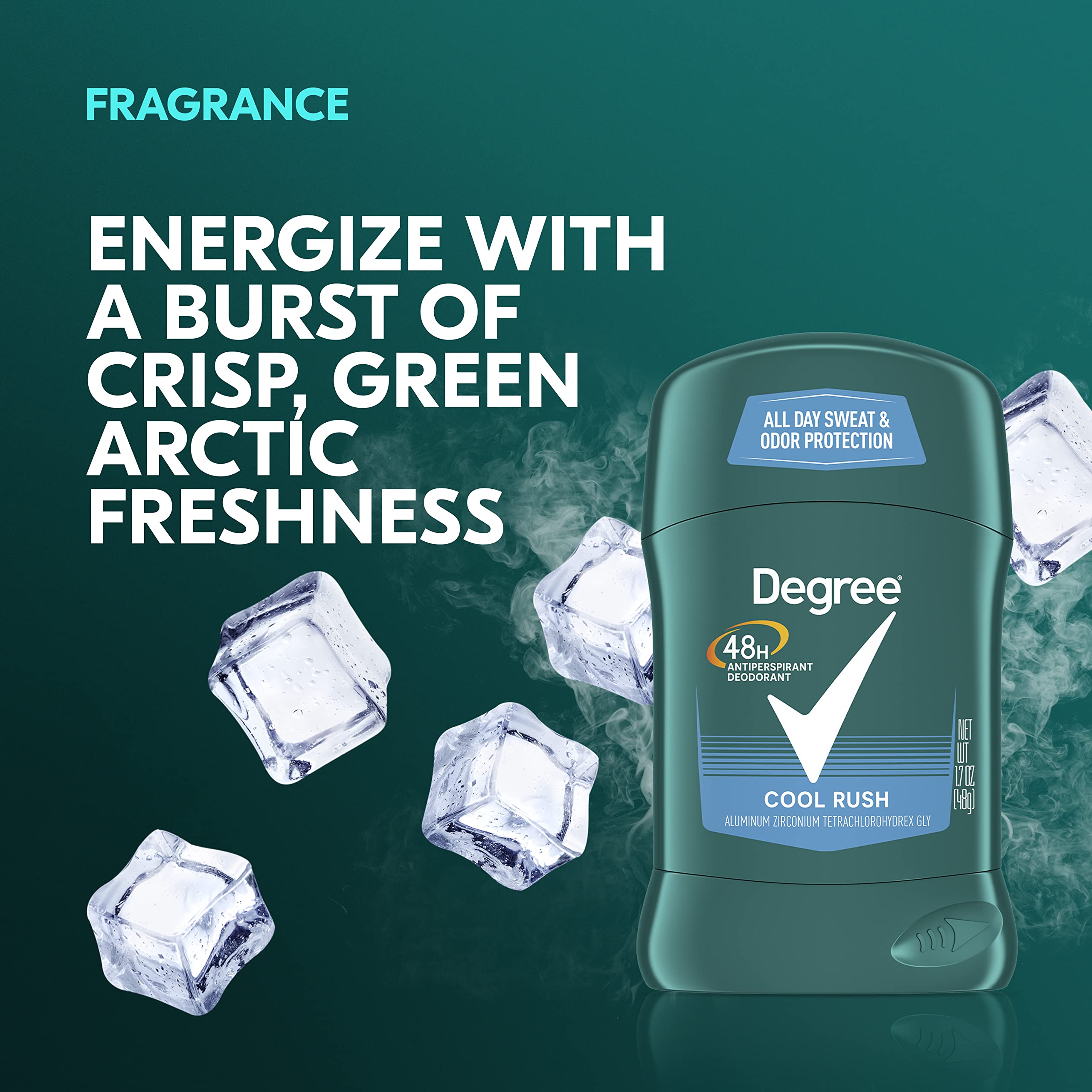 Glisse rapide Degree Men Cool Rush sur la peau.