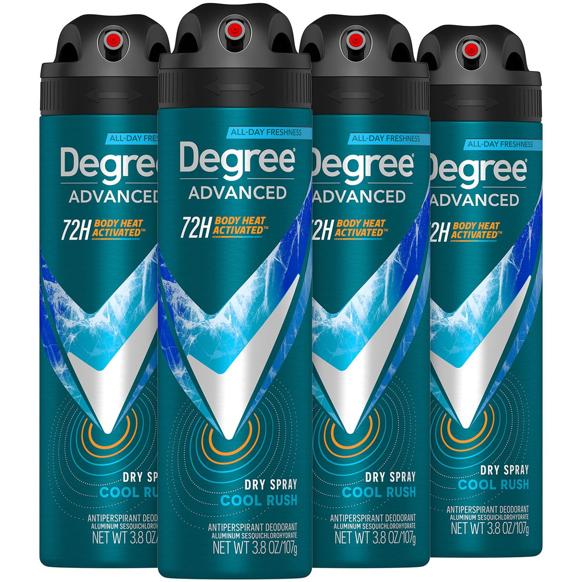 Degree Cool Rush: bouteille spray homme prête à une utilisation toute la journée.