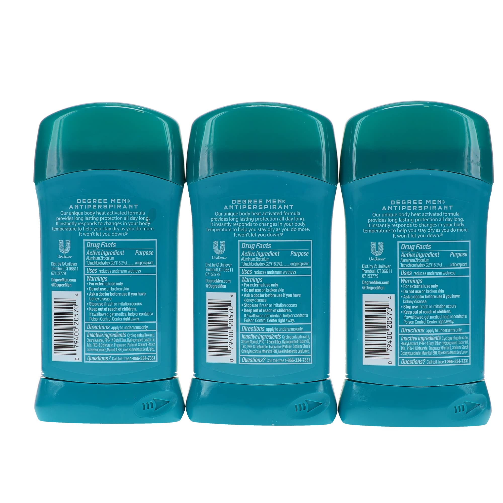 Degree Homme Pack de 3 Stick, pratique et économique pour la routine quotidienne.