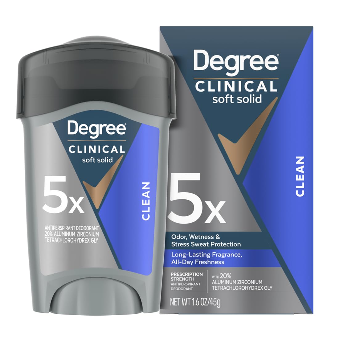 Degree Men Clinical Protection Clean – emballage prêt à l'emploi et protection longue durée.